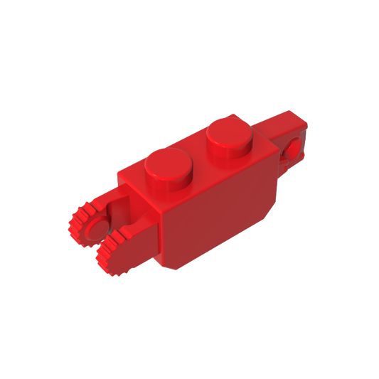 GDS-1119 - Hinge Brick 1 x 2 Locking with 1 Finger Vertical End and 2 Fingers Vertical End, 9 Teeth