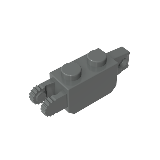 GDS-1119 - Hinge Brick 1 x 2 Locking with 1 Finger Vertical End and 2 Fingers Vertical End, 9 Teeth