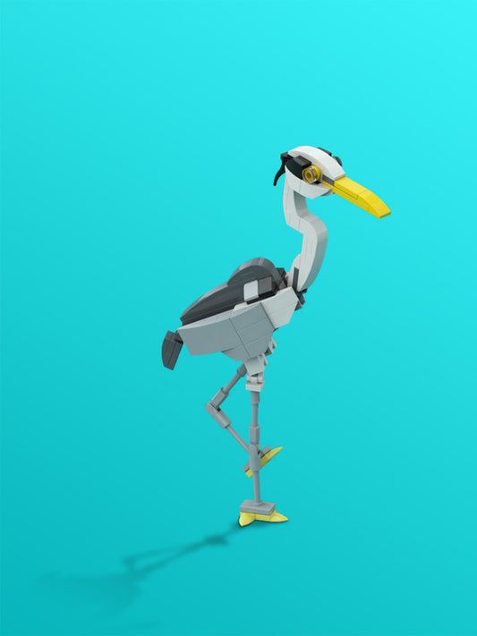 MOC-190229 Gray heron (Ardea cinerea) - Posable and elegant