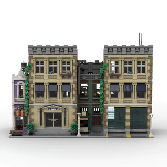 MOC-107696 Police station building street scene series building block educational toy model ornaments
