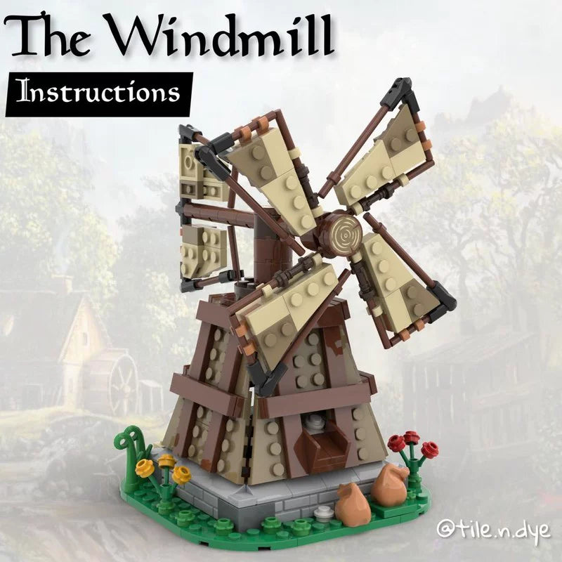 Compatible with MOC-117560 medieval castle windmill building model assembled toy model children's gift