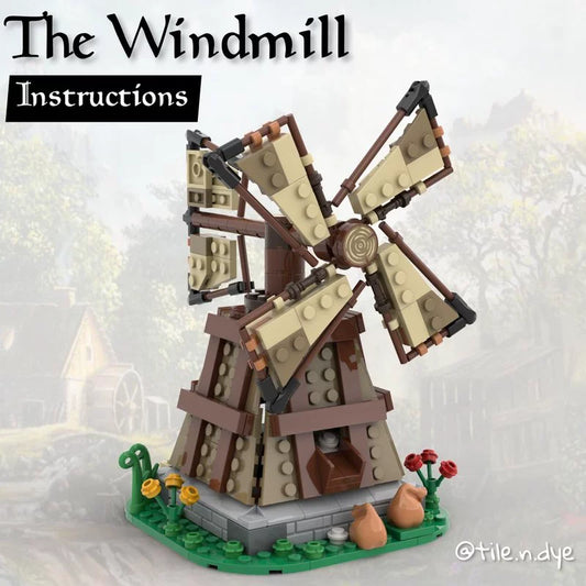 Compatible with MOC-117560 medieval castle windmill building model assembled toy model children's gift