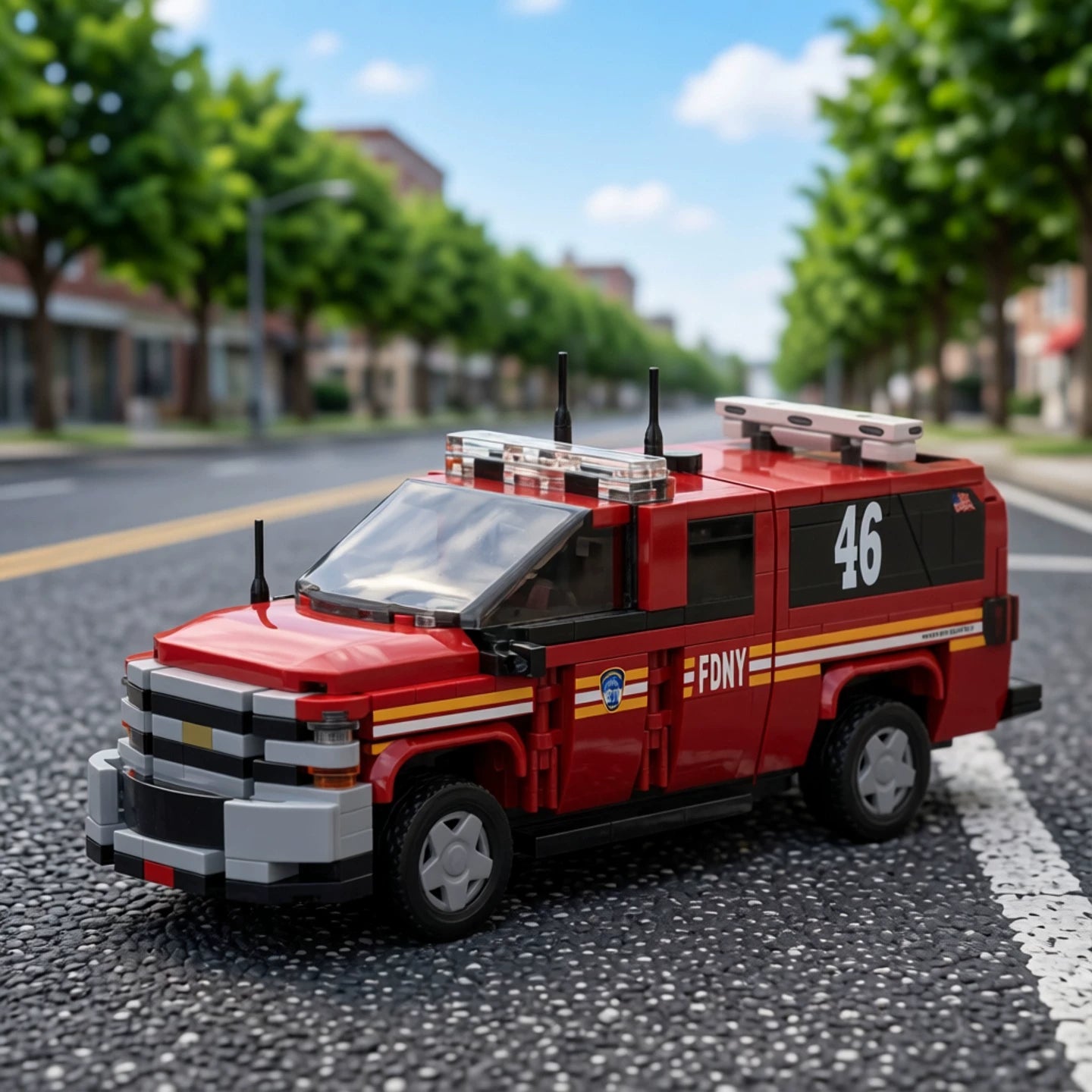 MOC-124544 Urban Rescue Vehicle New York City Fire Department Fire Truck Building Block Model