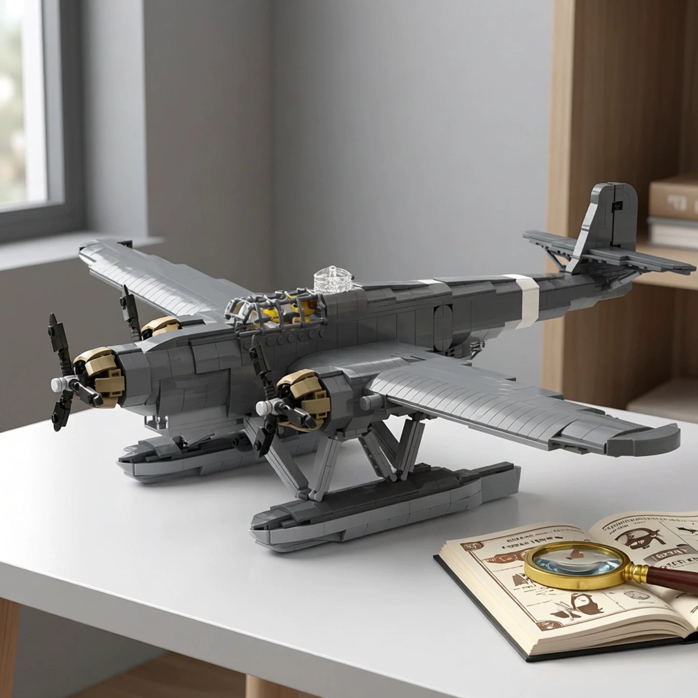MOC-126914Z.506 three-motor water transport postal aircraft 1/35 scale building blocks