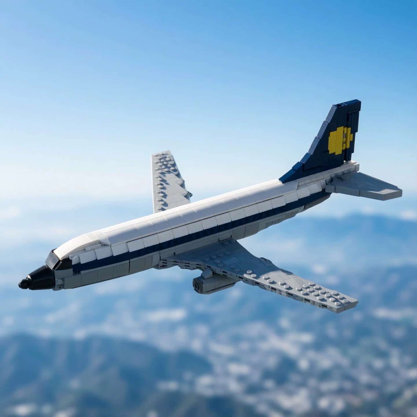 MOC-129205 Boeing 737 Lufthansa 1:80 scale airplane building block toy model
