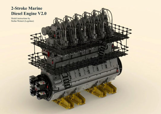 MOC-141278 two-stroke marine diesel engine building block educational toy model