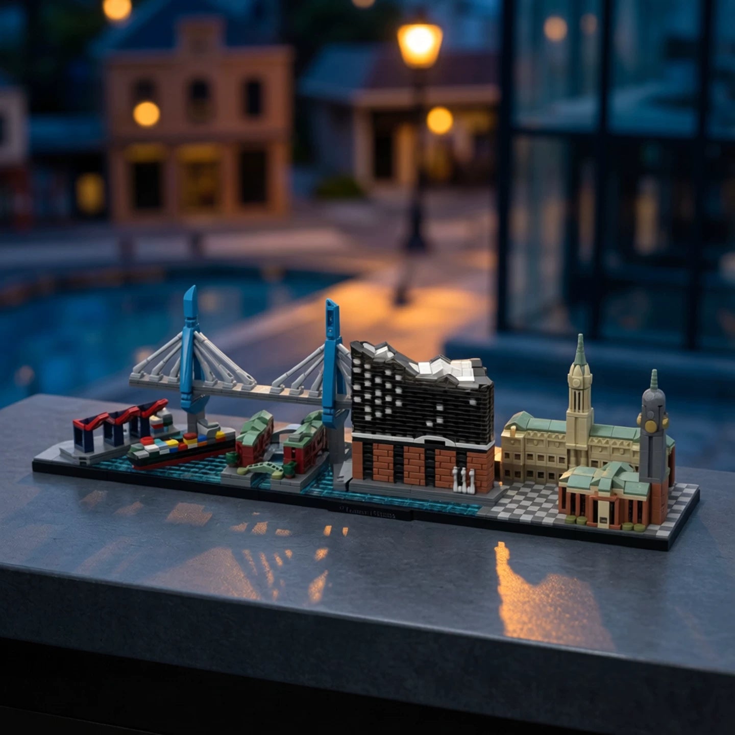 MOC-150801 Hamburg skyline street scene building blocks educational toy model ornaments