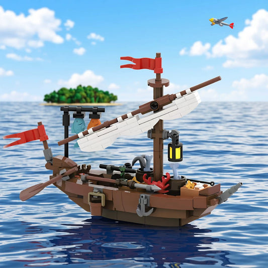 MOC-152293 Medieval pirate ship Mock Castle building block toy model gift ornament