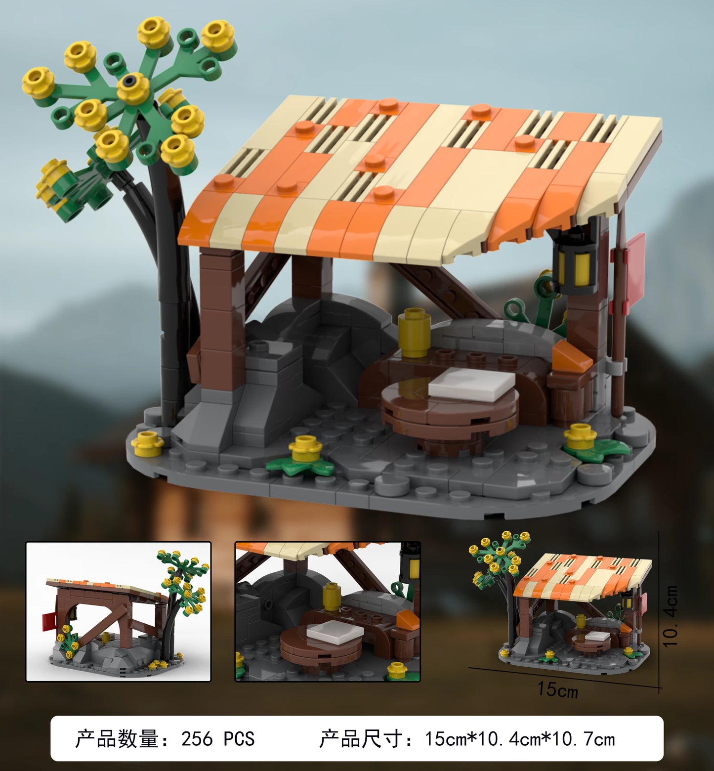 MOC-172264 Medieval Outdoor Hut Building Blocks Educational Toy Model Gift Ornament