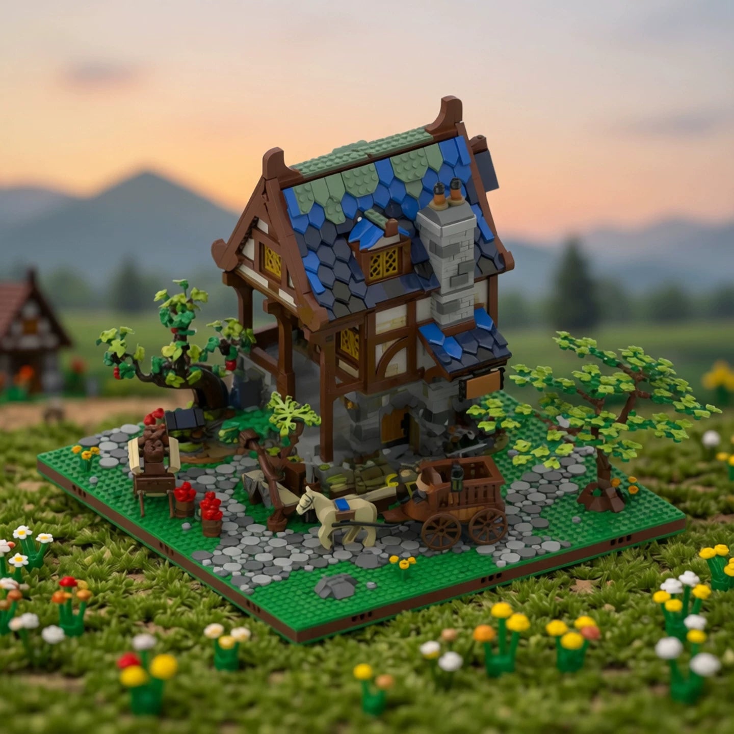 MOC-176853 Medieval blacksmith displays street view building blocks educational toy boy ornaments
