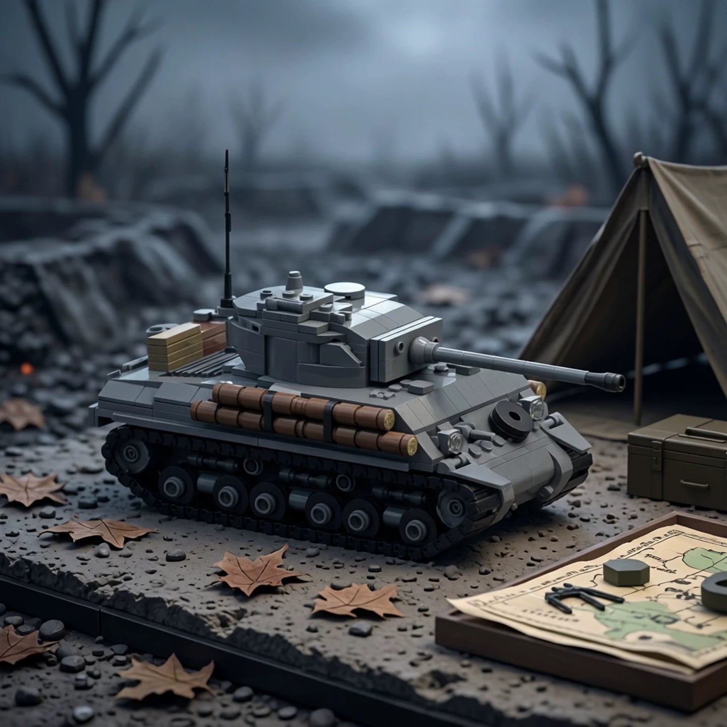 MOC-176967 Sherman M4A2E8 puzzle assembled building block tank building block model