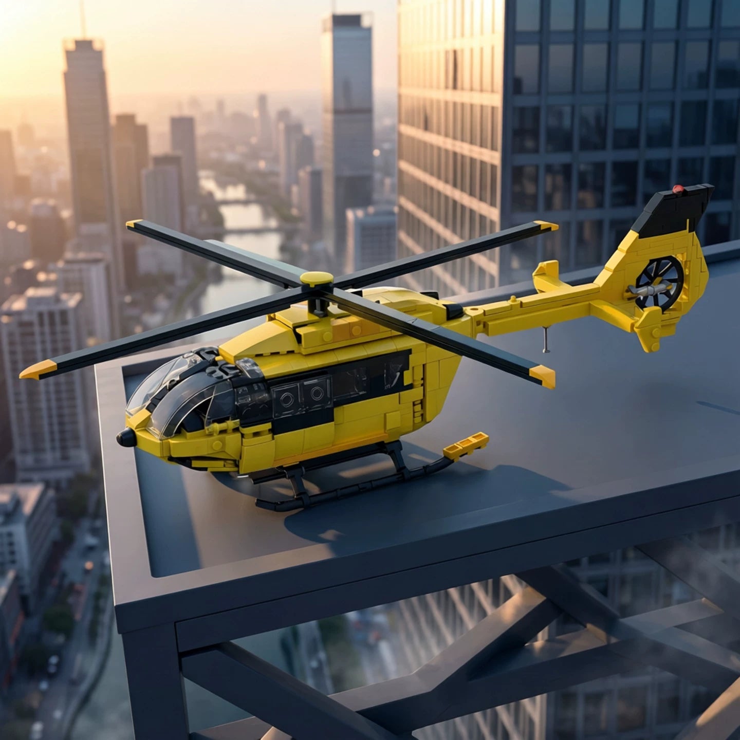 MOC-203640 Aircraft Aviation Airbus H145 ADAC Building Blocks Puzzle Model Ornament