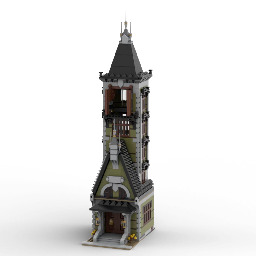 MOC-217609 Creative Halloween Ghost Tower Atmosphere Festival Building Blocks Gift Building Series Ornaments Medieval Times