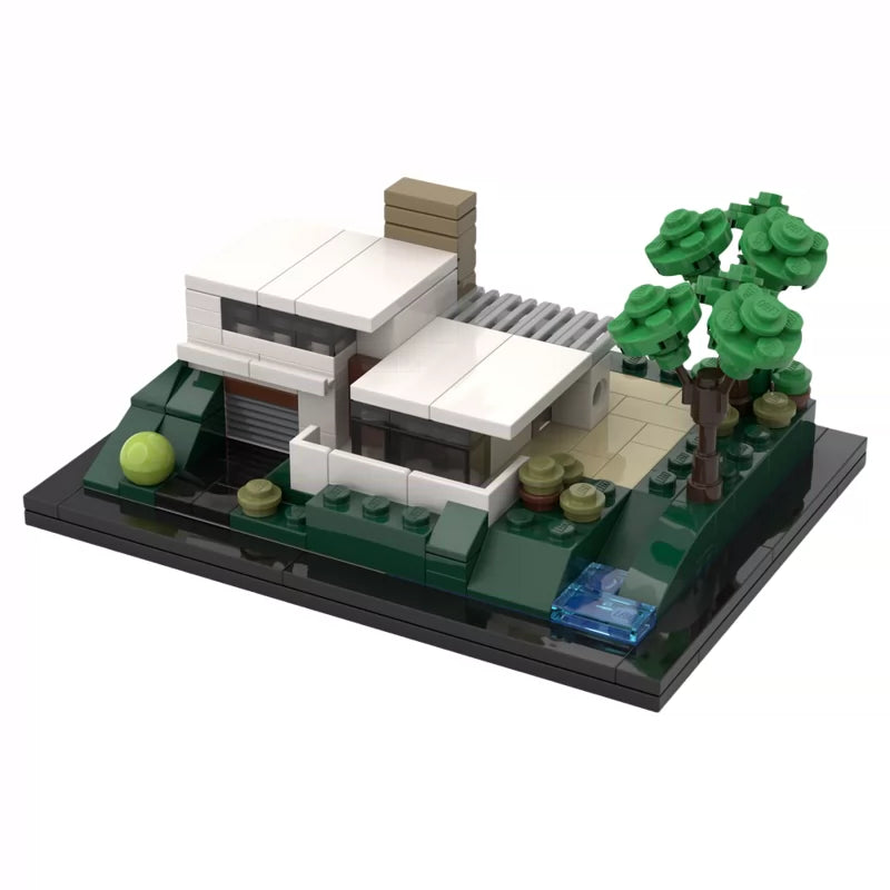 MOC-25360 mini modern villa building villa building block Bauhaus building model