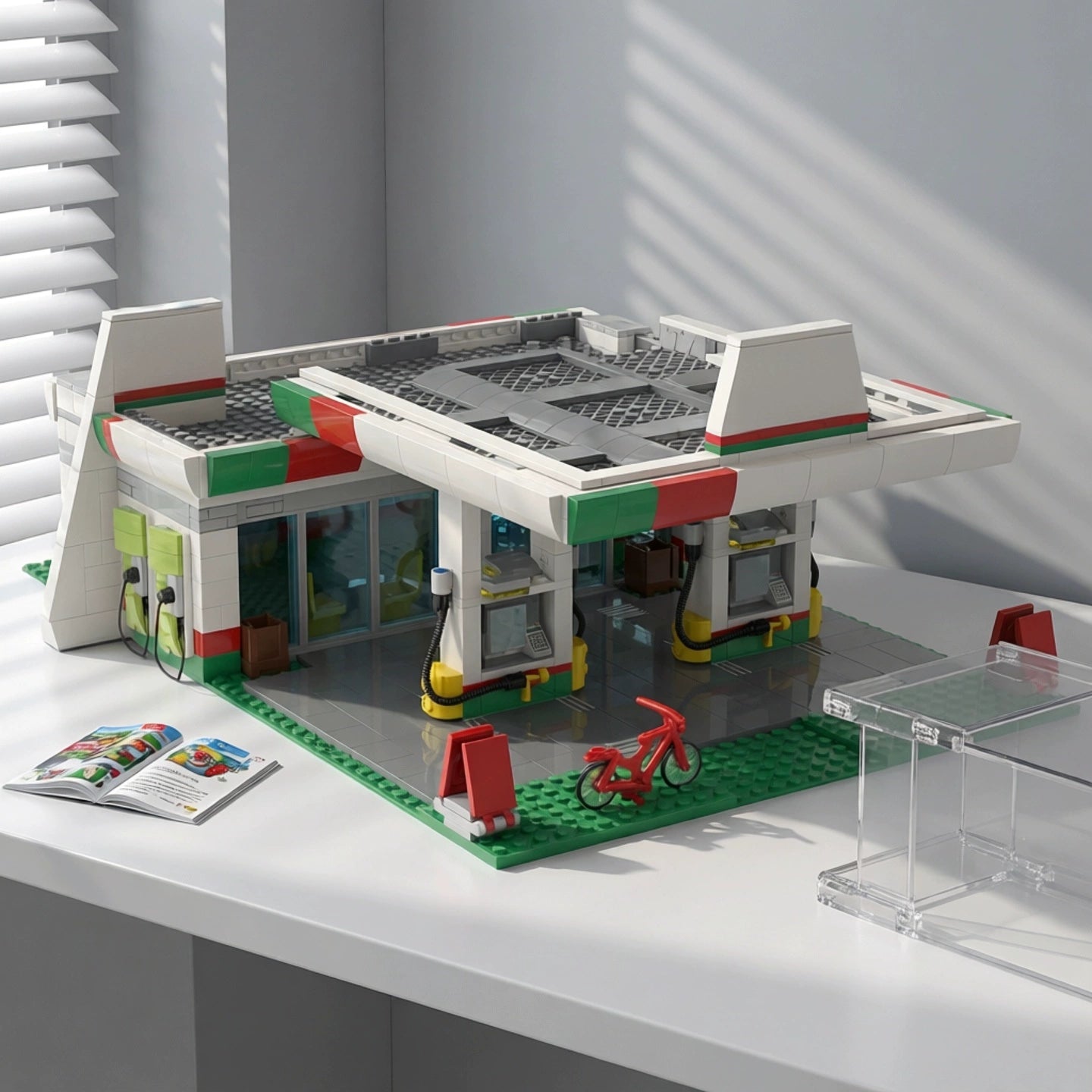 MOC-51513 Town gas station street scene building blocks educational toy model ornaments