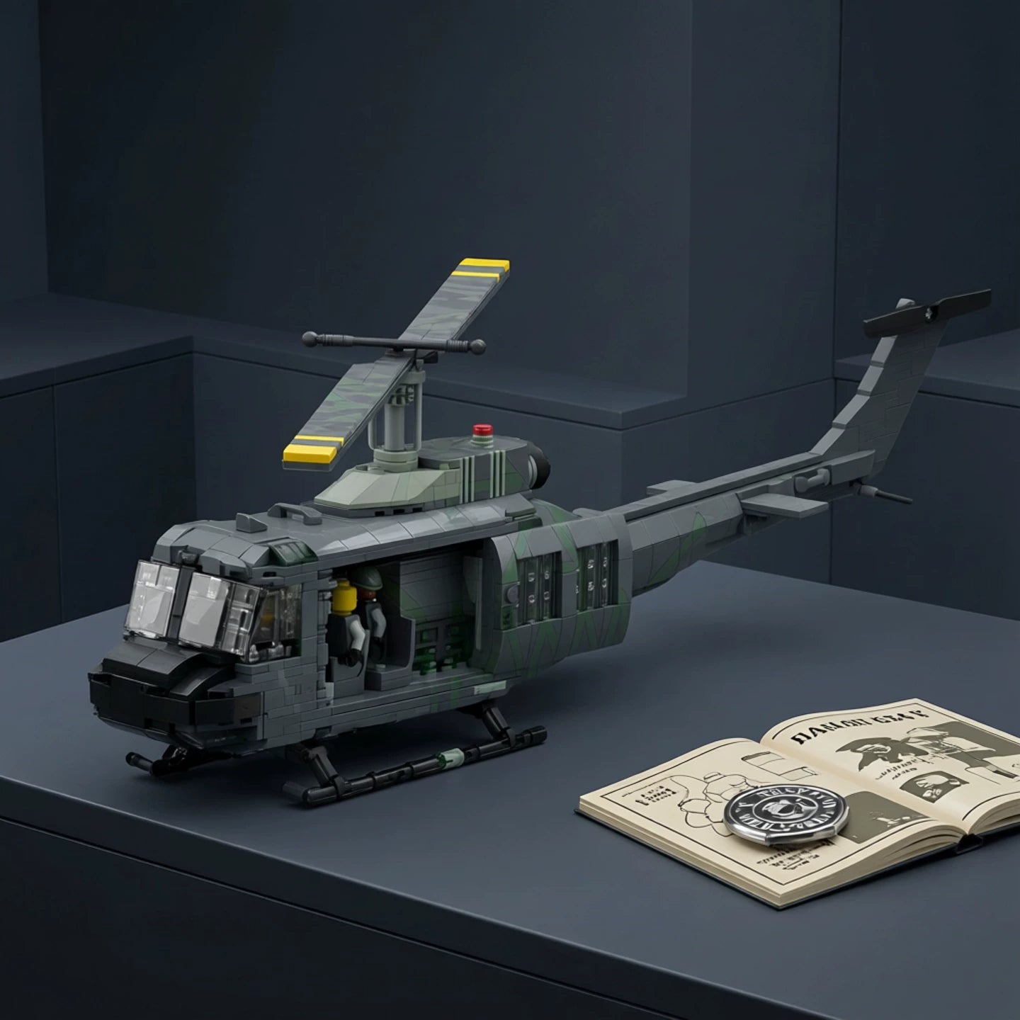 MOC-74181 Bell UH-1 Huey helicopter building block educational toy model ornaments