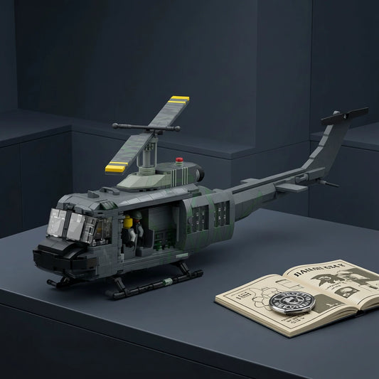 MOC-74181 Bell UH-1 Huey helicopter building block educational toy model ornaments