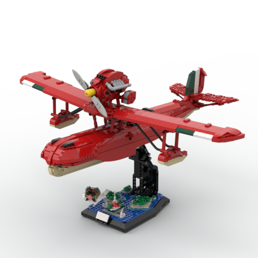 GOBRICKS MOC 172829 Porco Rosso Savoia S.21 Folgore + Stand