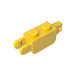 GDS-1119 - Hinge Brick 1 x 2 Locking with 1 Finger Vertical End and 2 Fingers Vertical End, 9 Teeth