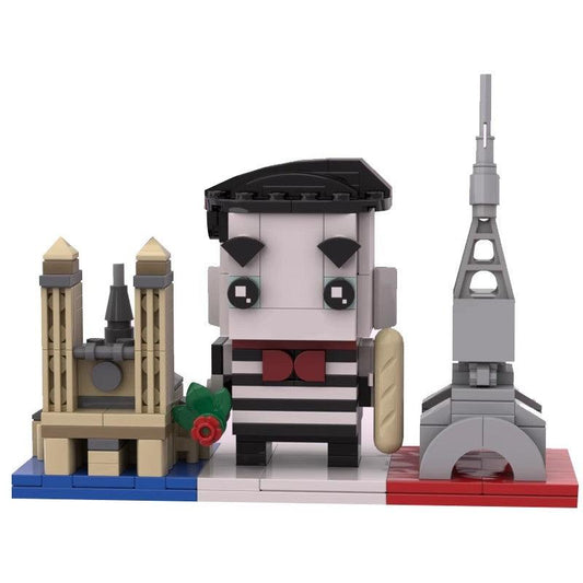 MOC-73310 France - Mime Player Eiffel Tower and Notre Dame