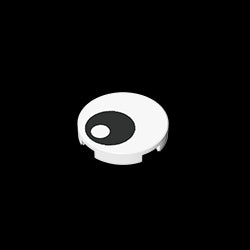 GDS-611-DE01 - Tile, Round 2 x 2 with Bottom Stud Holder with Black Eye with Pupil Pattern