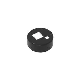 GDS-612-DE01 - Tile, Round 1 x 1 with 2 White Squares on Black Background Pattern