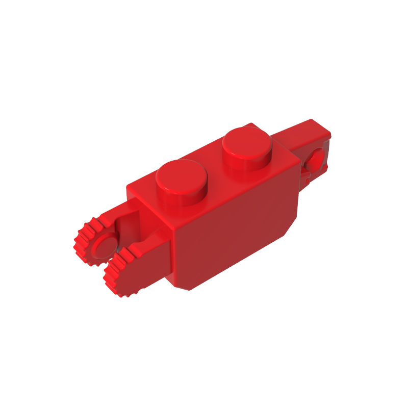 GDS-1119 - Hinge Brick 1 x 2 Locking with 1 Finger Vertical End and 2 Fingers Vertical End, 9 Teeth