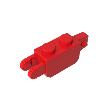 GDS-1119 - Hinge Brick 1 x 2 Locking with 1 Finger Vertical End and 2 Fingers Vertical End, 9 Teeth
