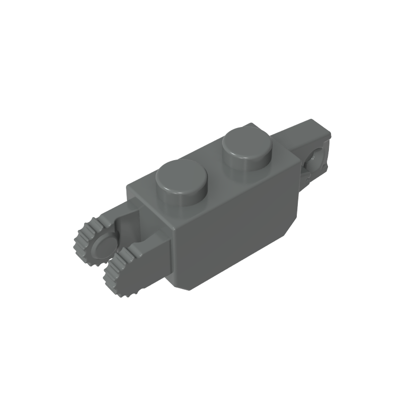 GDS-1119 - Hinge Brick 1 x 2 Locking with 1 Finger Vertical End and 2 Fingers Vertical End, 9 Teeth