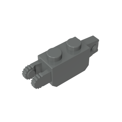 GDS-1119 - Hinge Brick 1 x 2 Locking with 1 Finger Vertical End and 2 Fingers Vertical End, 9 Teeth