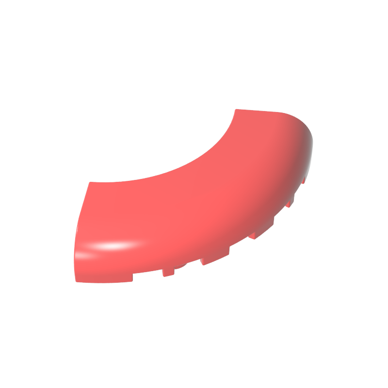 GDS-1275 - Brick Round Corner 5 x 5 x 1 with Bottom Cut Outs [No Studs] [1/4 Arch]