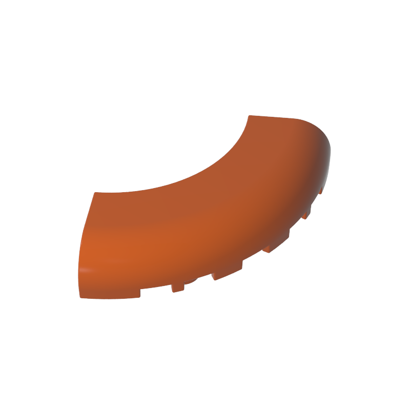GDS-1275 - Brick Round Corner 5 x 5 x 1 with Bottom Cut Outs [No Studs] [1/4 Arch]