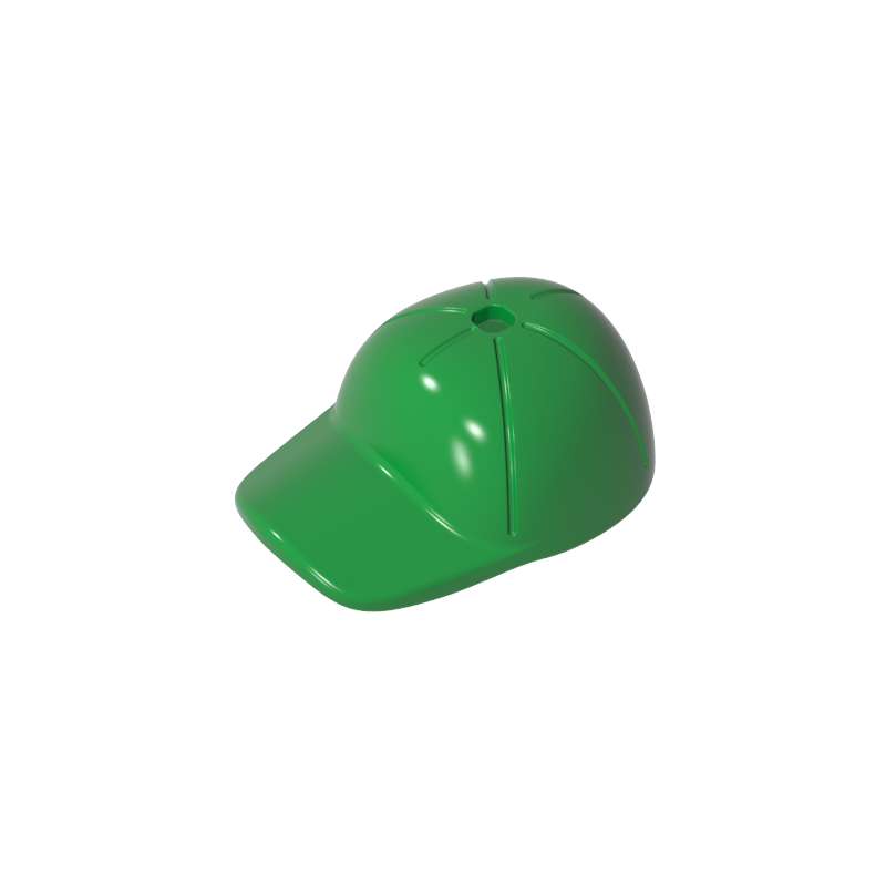 GDS-2029 - Minifig Cap Short Curved Bill with Seams and Hole on Top