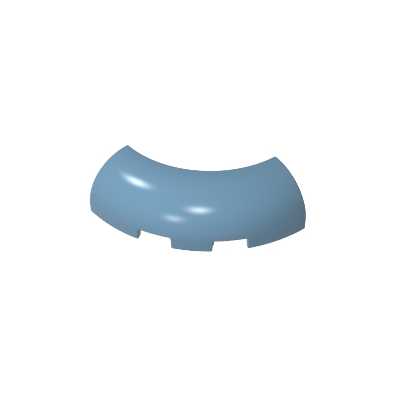 GDS-2189 - Brick Round Corner 3 x 3 x 1 with Bottom Cut Outs [No Studs] [1/4 Arch]