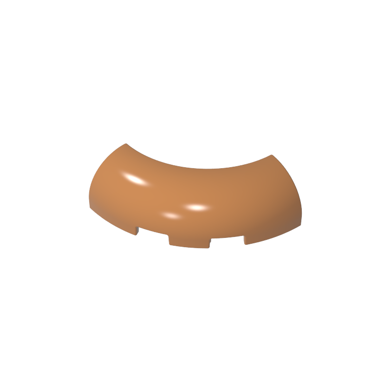 GDS-2189 - Brick Round Corner 3 x 3 x 1 with Bottom Cut Outs [No Studs] [1/4 Arch]