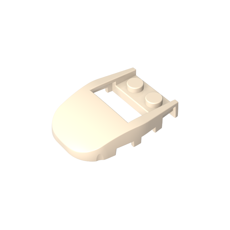 GDS-2195 - Wedge Curved 4 x 3 Cut Back with Cutout, Two Studs [Plain]
