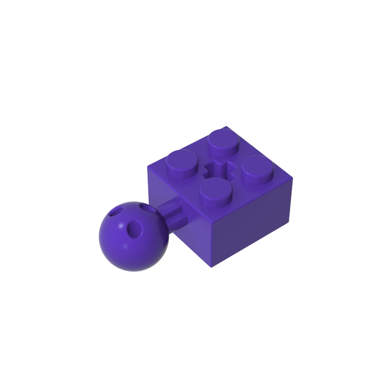 GDS-976 - Technic Brick Modified 2 x 2 with Ball and Axle Hole, with 6 Holes in Ball