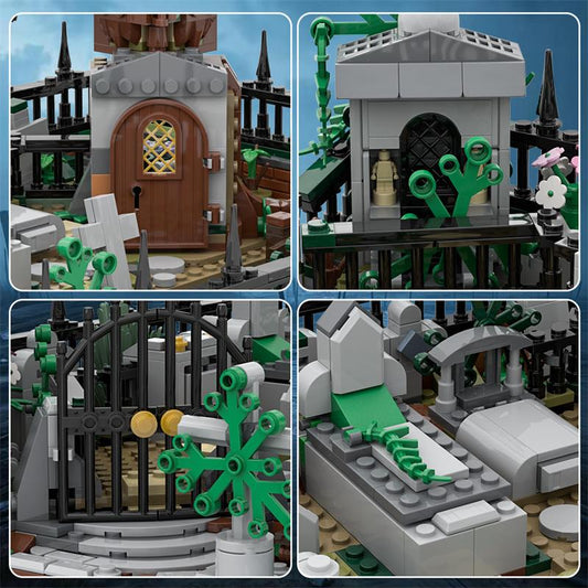 Modular Graveyard MOC and Hidden Side 70420 set stand