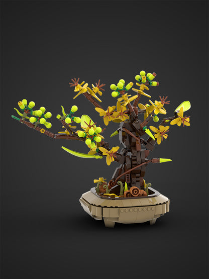 Potted apricot bonsai (design)
