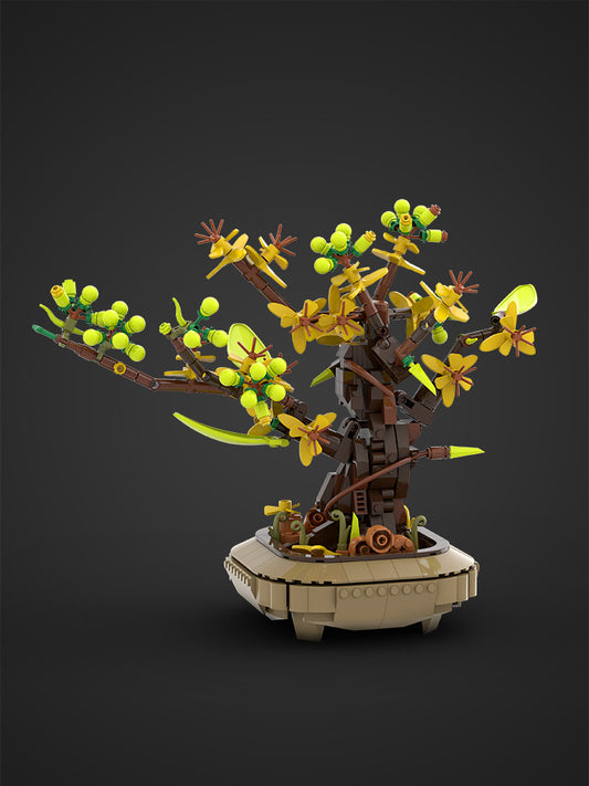Potted apricot bonsai (design)