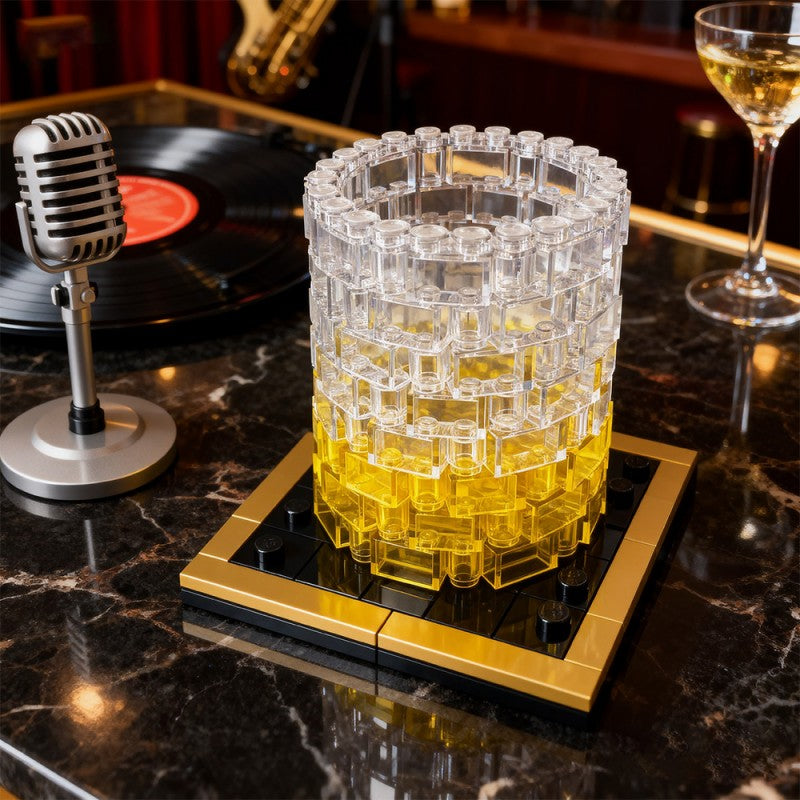 MOC-233730 Whiskey Glass - Life-size replica with gold plated Coaster