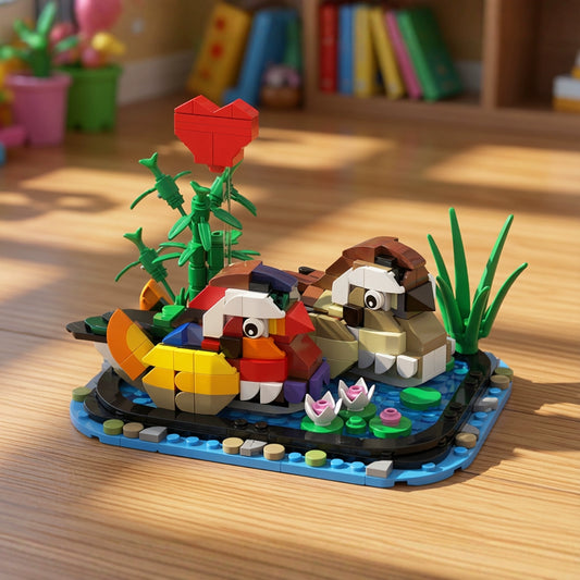 MOC-100857 Animal Creative Valentine's Day Gift Mandarin Duck DIY Building Block Model Ornament