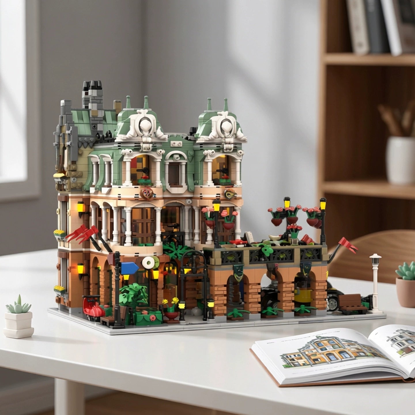 MOC-111728 Street View Building Garden House Restaurant Building Block Toy Model Gift Ornament