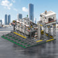MOC-127086 Building block model of tank trailer transfer station next to industrial construction rail car