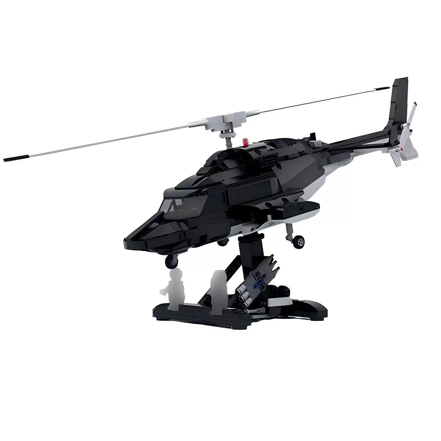 MOC-149250 Bell-222 helicopter + stand model educational boy assembled building block ornaments toy