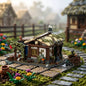 MOC-150993 The cabin next door to the medieval castle building block educational toy model ornaments