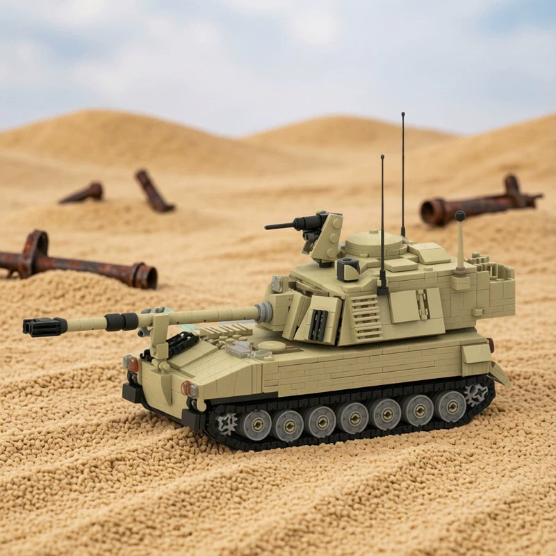 MOC-152147 Tank M-109 Paladin 1:35 scale building block puzzle model ornaments