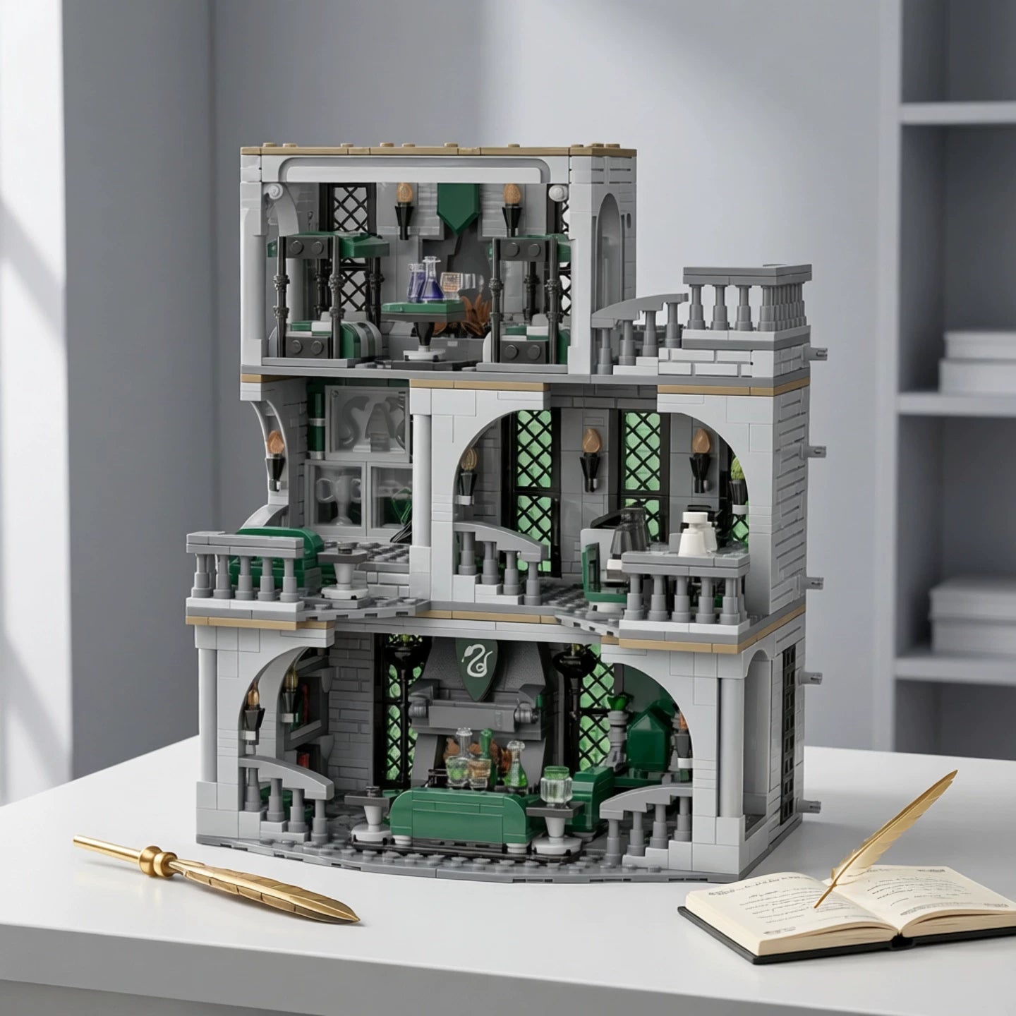 MOC-154155 Slytherin common room dormitory Harry Potter building block model