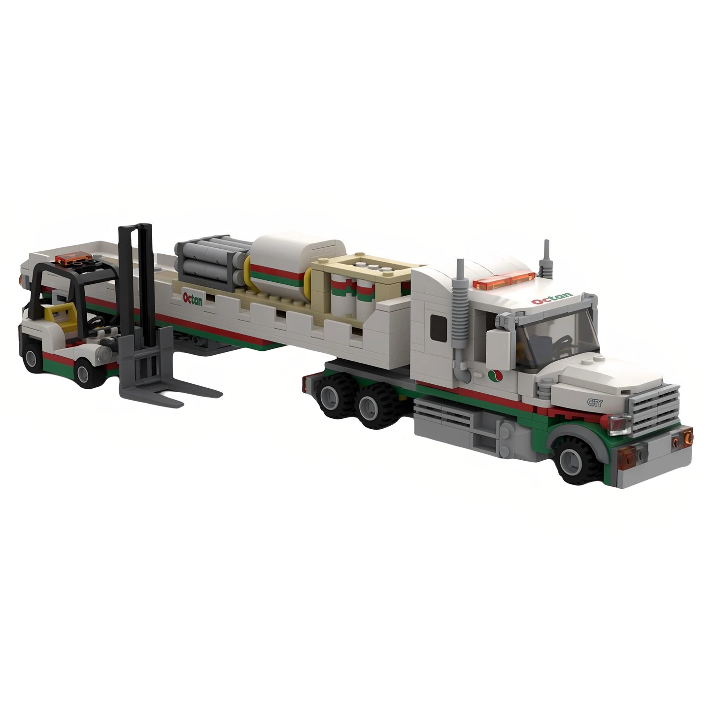 MOC-155809 truck and flatbed trailer engineering building blocks toy model gift ornaments
