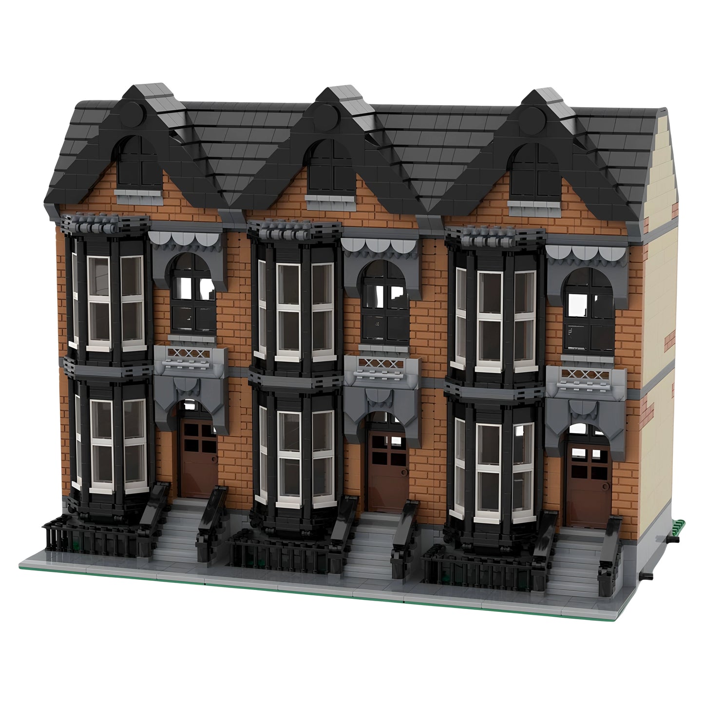 MOC-162599 Architecture Street View Modular Brownstone Residential Building Block Toy Model Ornament